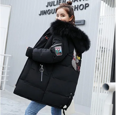 Армия Зеленый с капюшоном парки 2018 пальто зимняя куртка фугу женские большие