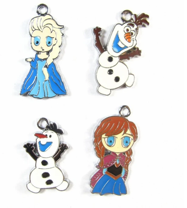 100 шт Мультфильм Эльза Анна Принцесса смешанные эмалированные Металлические