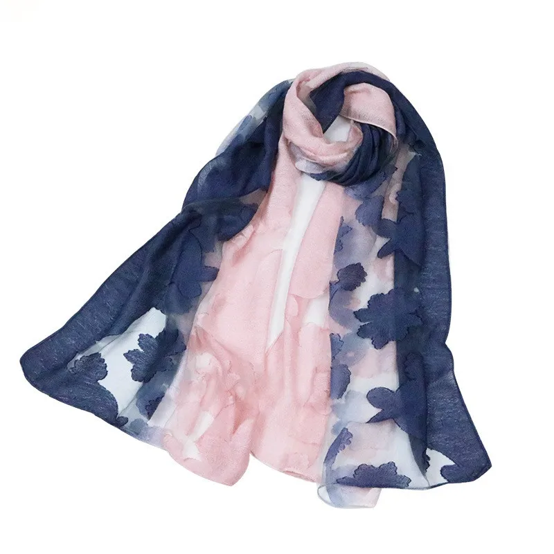 Женский кружевной шарф из органзы с цветочной вышивкой |