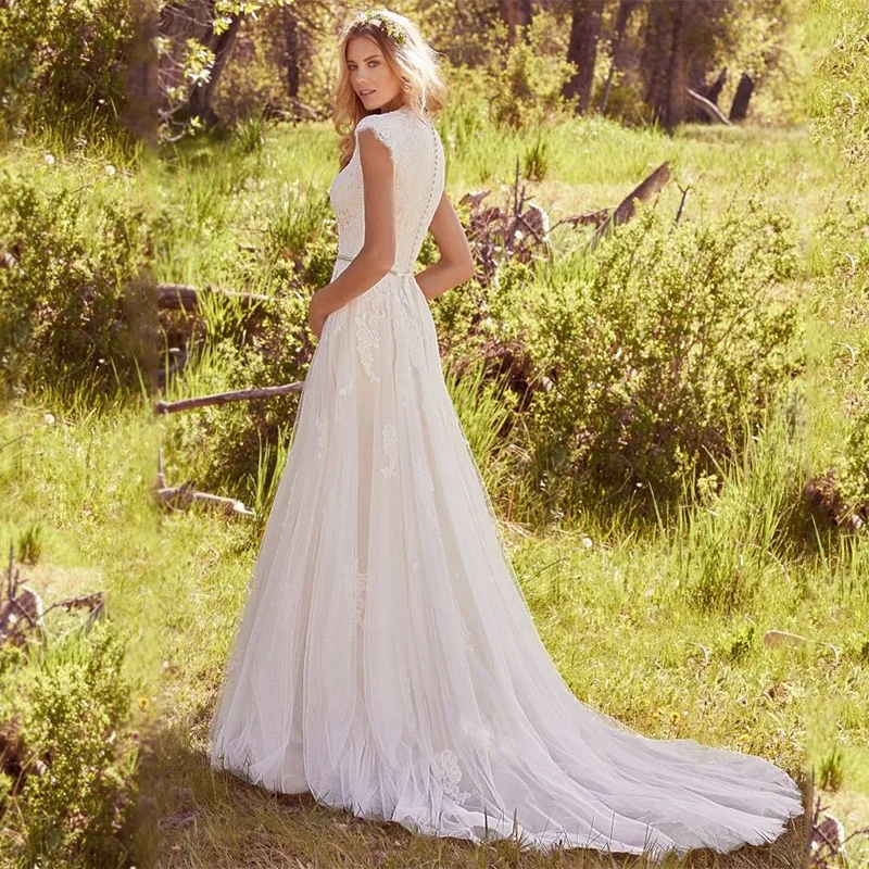 Элегантные Свадебные платья с v-образным вырезом и трапециевидной формы в стиле