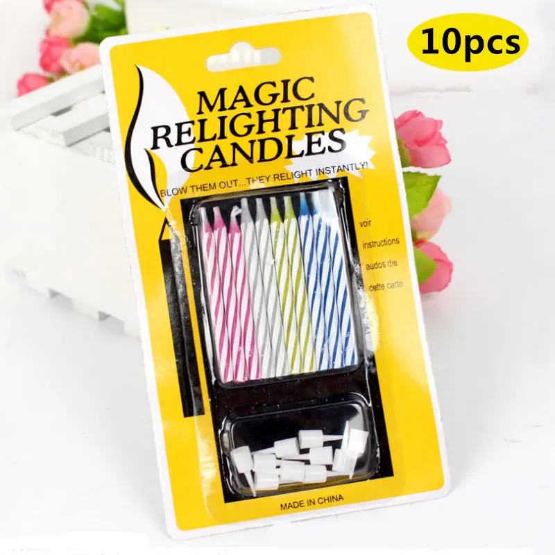 10PC/set Magic birthday cake thread blowing prank funny tricky novelty gag toys party eternal candle