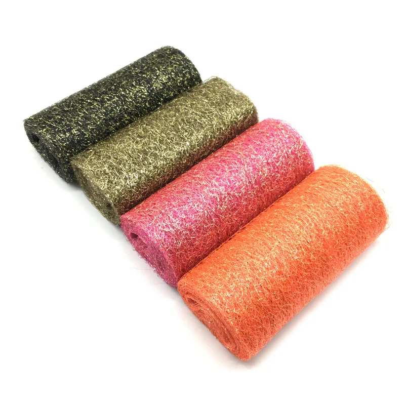 6 дюймов 10 ярдов прозрачная марлевая ткань рулон золотой проволоки тюль для пачки