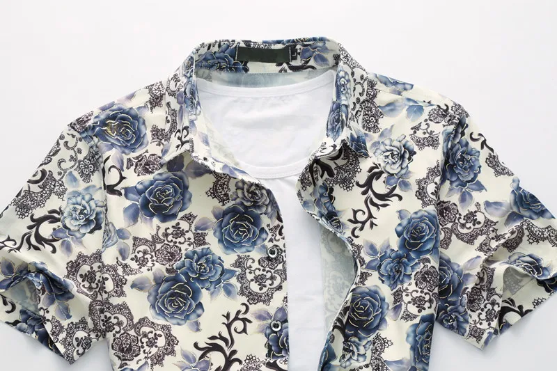 Цветочная гавайская рубашка PLYHUNY мужская летняя новая модная повседневная с