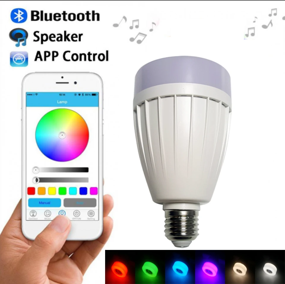 E27 Smart App контроллер RGB беспроводной Bluetooth динамик лампа воспроизведение музыки затемняемый светодиодный RGB музыка умная лампочка лампа