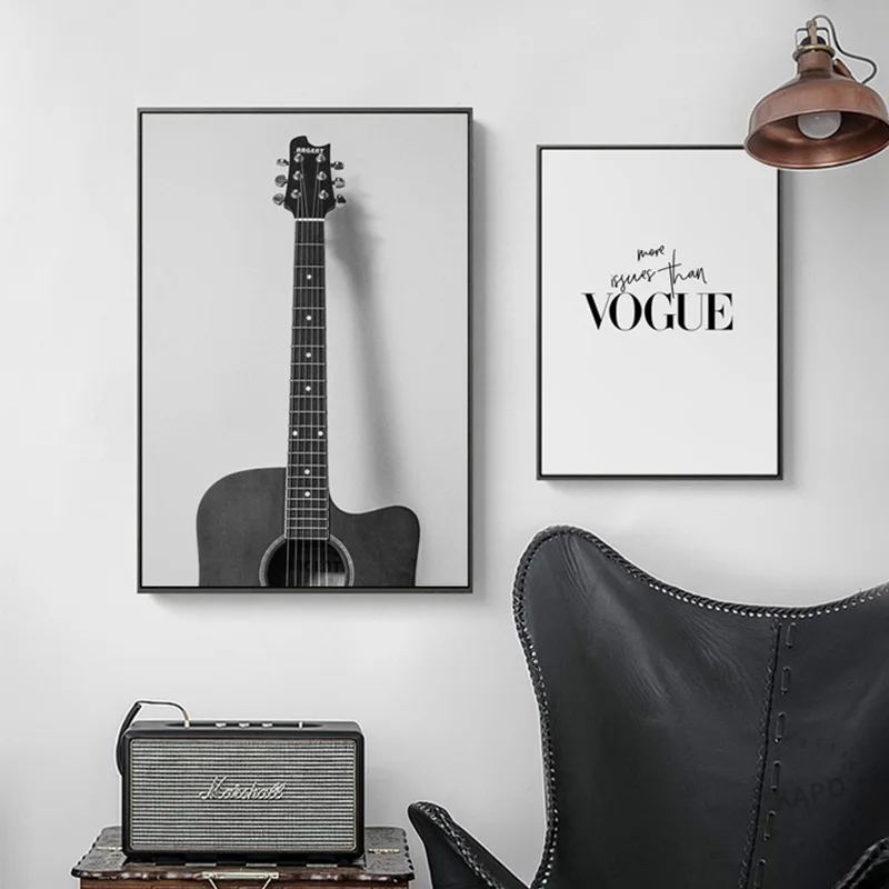OUCAG гитара радио Vogue Wall Art Холст печать винтажные плакаты холст картина настенные