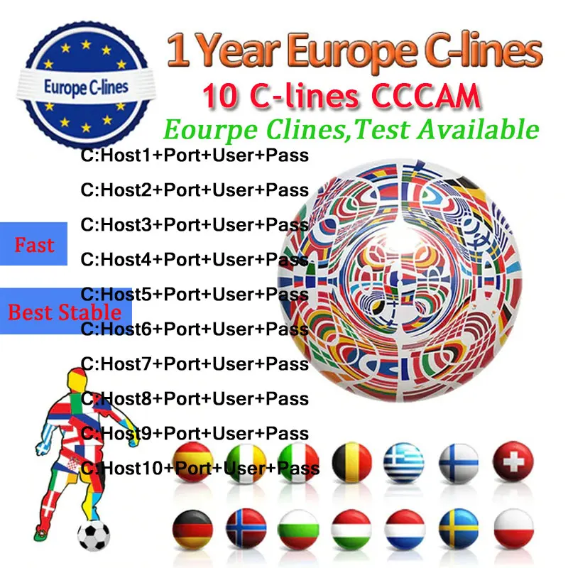 Cccam cline для 1 года Европа Espana Португалия Польша Германия Арабская Индия Италия Франция Великобритания HD cccam DVB-T2 спутниковый ТВ приемник