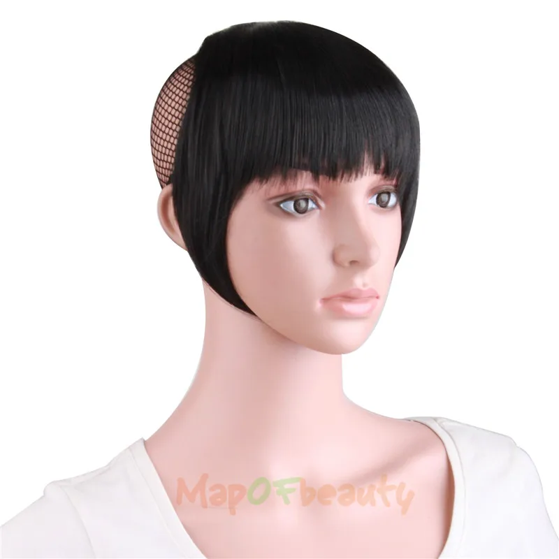 MapofBeauty натуральные тупые челки на клипсах темно светло коричневые черные