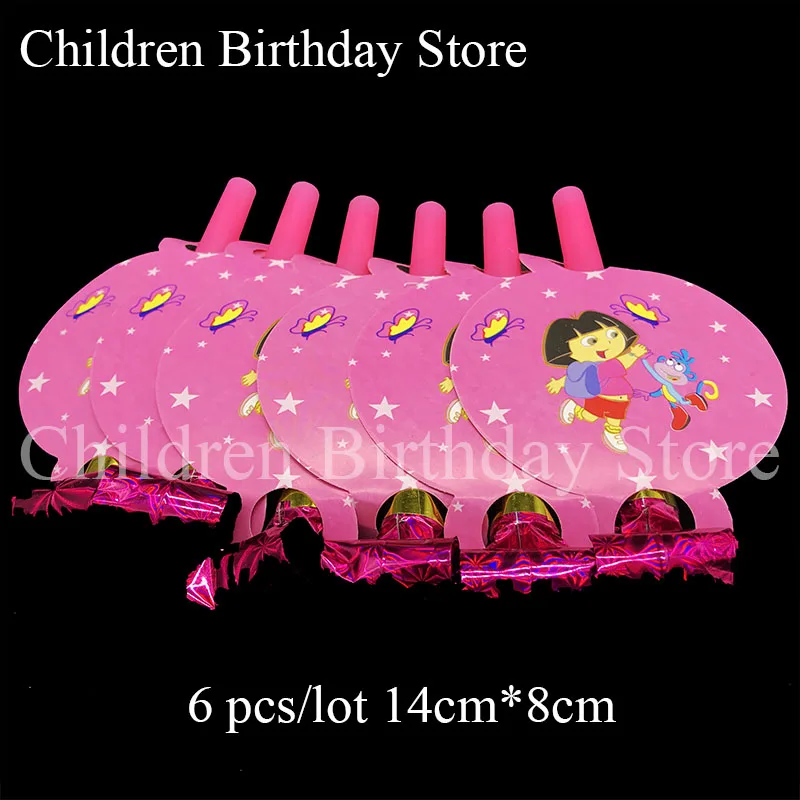 

6pcs/lot Dora the Explorer blowouts Dora the Explorer theme birthday party decorations Dora the Adventurer theme party supplies