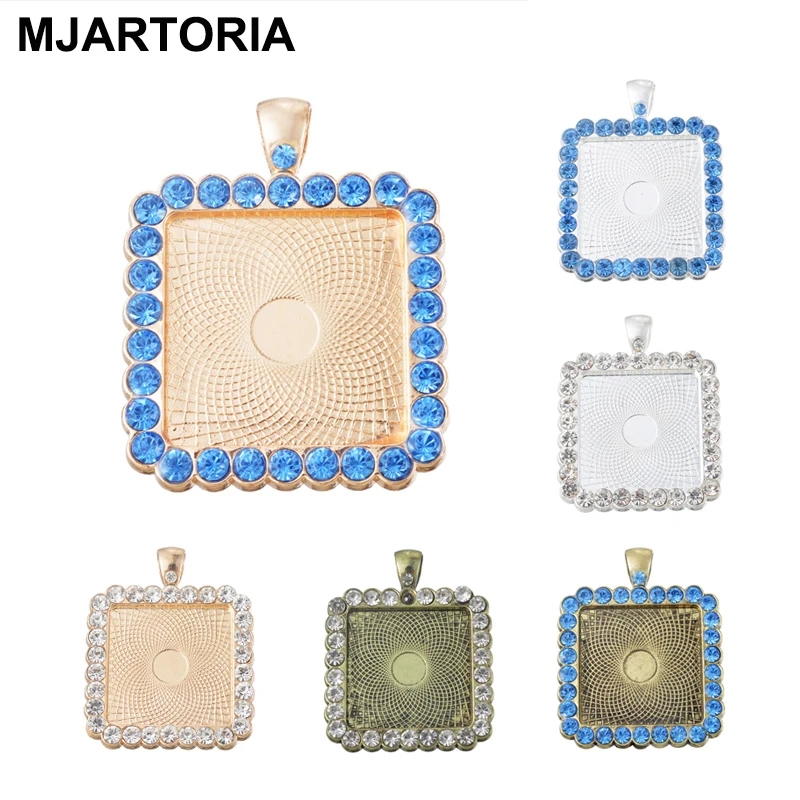 MJARTORIA 1 шт. квадратная рамка из горного хрусталя Подвеска для Настройки камеи