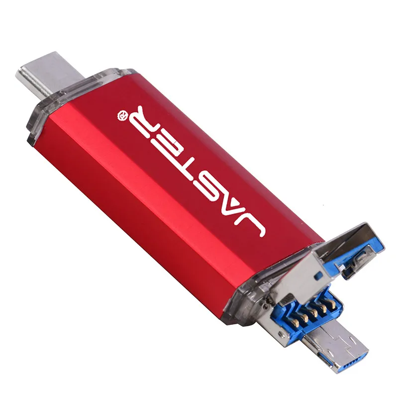 Red JASTER 3 в 1 OTG(Android& USB& Type_C) флеш-накопитель USB 3,0 Металлический пользовательский флеш-накопитель 64 ГБ 32 ГБ 16 ГБ 8 ГБ 4 ГБ свадебные подарки - Цвет: Red