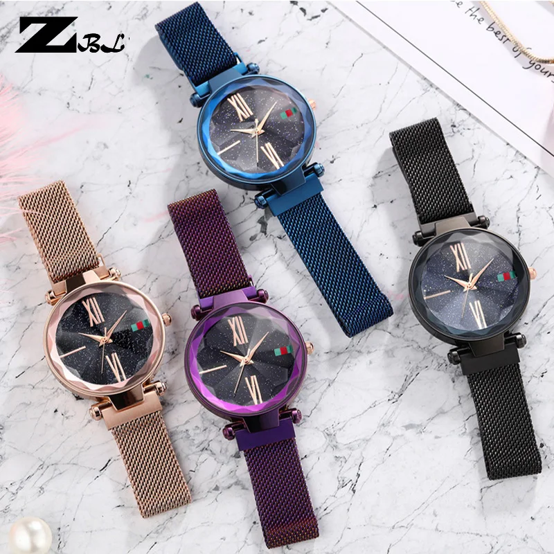 Женские часы из сетчатой стали Подарочные женские наручные магнитные звездного