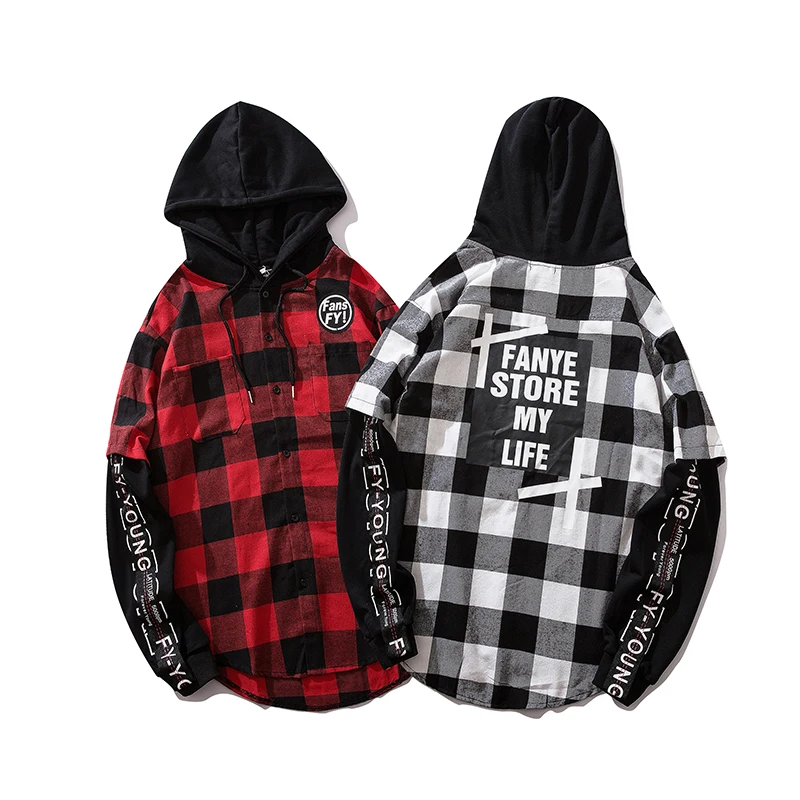 Новые мужские корейские свободные рубашки с длинным рукавом и капюшоном в стиле