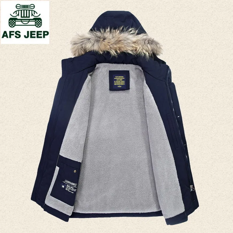 AFS джип зиму верхняя одежда мужская куртка с капюшоном флис толстый теплый хлопок