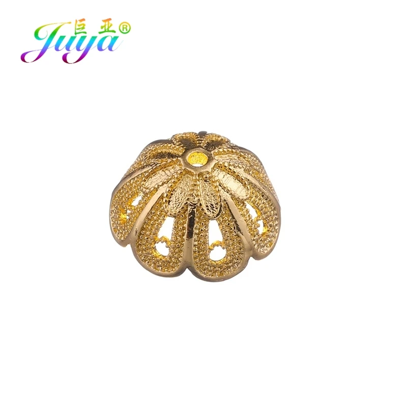 Gold Juya DIY Ювелирные изделия с кистями компоненты 8 10 12 мм украшение круглый цветок разделитель бусины шапки Аксессуары для ювелирных изделий - Цвет: Gold