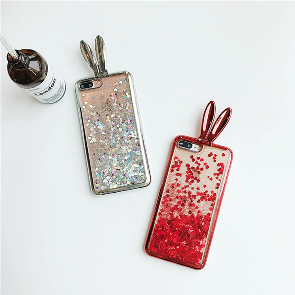 KISSCASE Glitter Quicksand Rabbit Case For iPhone 5S 6 7 8 Plus Cases 6S Silicon Girly Back Cover |