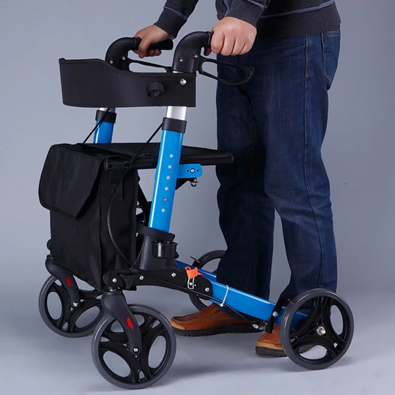 JayCreer Rollator Walker легкая алюминиевая петля тормоза складные ходунки для взрослых Регулируемая высота сиденья ноги и руки