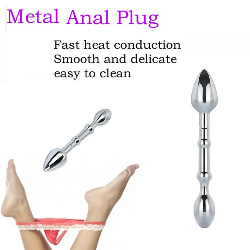 Двойная головка из алюминиевого сплава Анальная ягодица искусственная игра для