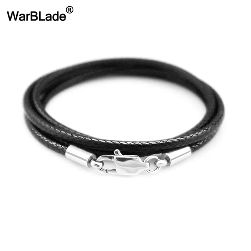 

1.5mm 2mm 3mm Leather Cord Waxed Rope Necklace Stainless Steel Lobster Clasp Connector Chain For Men Women DIY Jewelry Making