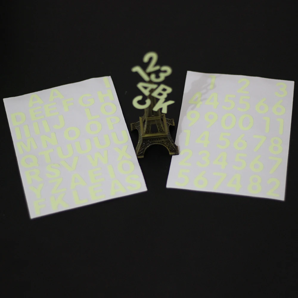 Glow in the Dark Numbers and Letters Stickers, Luminous Personalized Name Stickers for Scrapbooking and Diary Decoration, 1 Sheet image 2