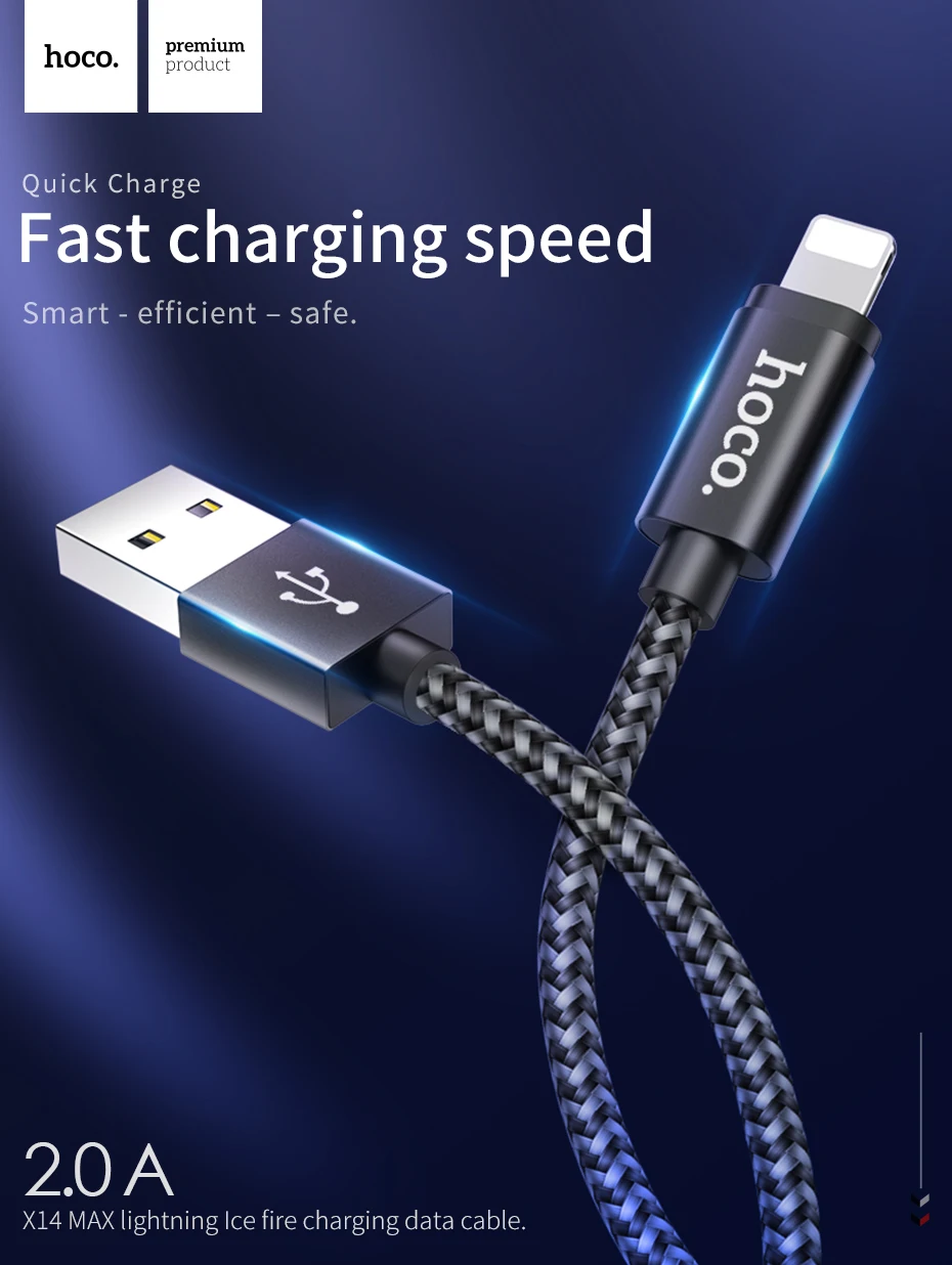 HOCO USB кабель для зарядки для iPhone 8 7 6 5S plus USB кабель 2A быстрое зарядное устройство кабель для передачи данных для iPhone X XS Max XR iPad кабели для телефонов