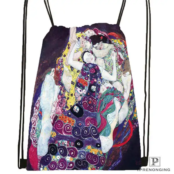 Drawstring Backpack Custom Gustav_Klimt Drawstring Backpack Bag Cute Daypack Kids Satchel(Black Back) 31x40cm#20180611-02-98 - Color: Drawstring Backpack