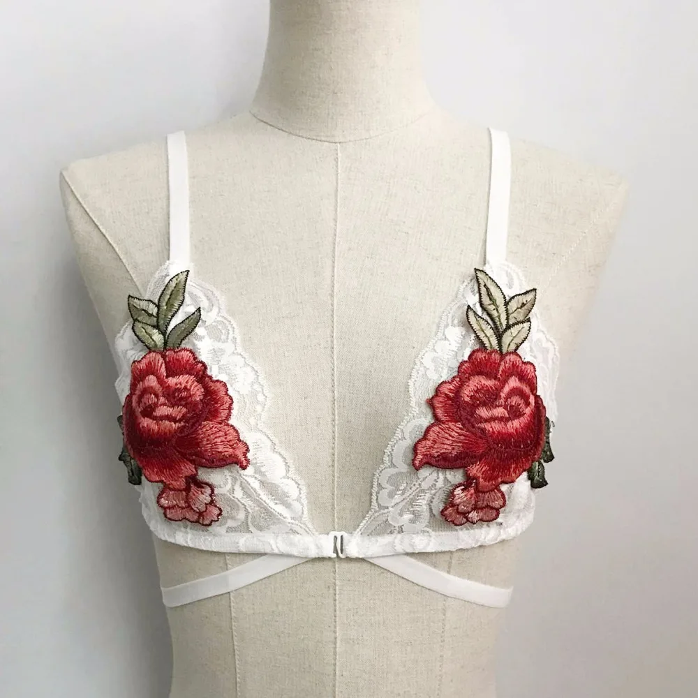 2017 Женщины Дамы Сексуальная Вышивка Цветок Кружева Bralette Бюстгальтер Лето Бинты