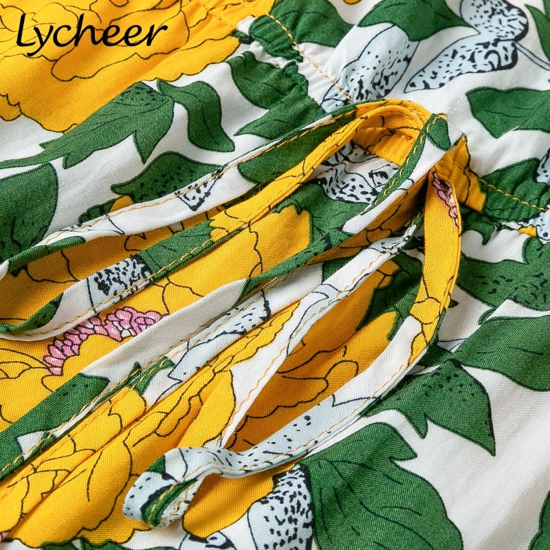 Женское платье с открытыми плечами Lycheer длинное пляжное в стиле бохо цветочным