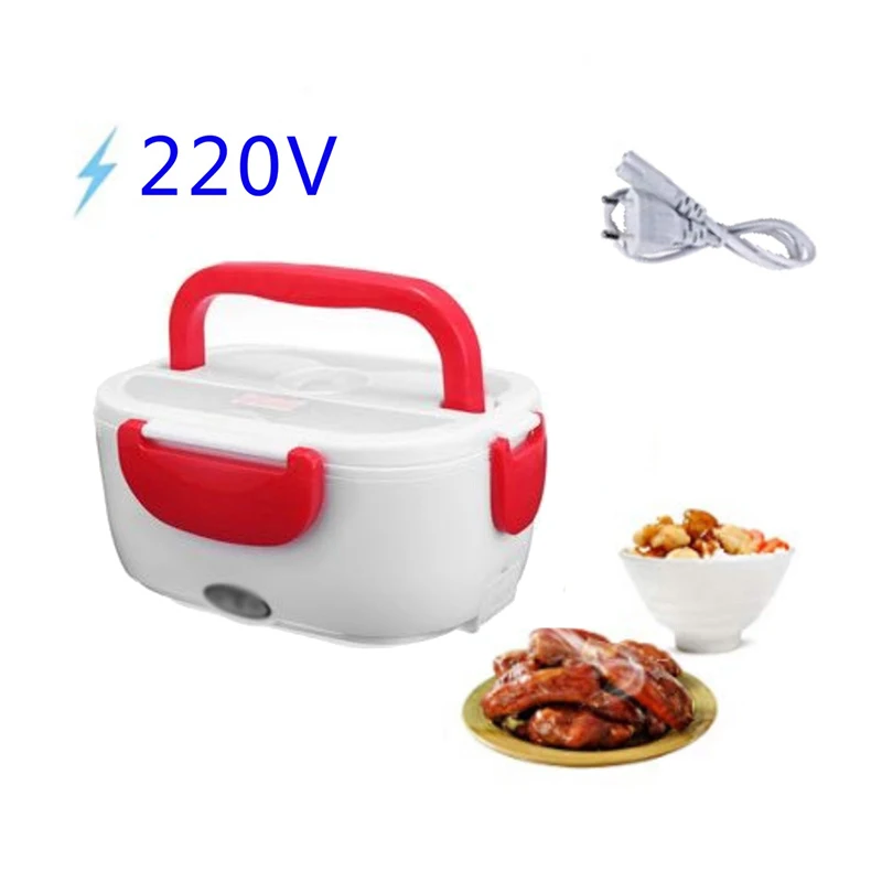 220V Red 110 В 220 В Электрический Ланч-бокс с подогревом, портативный Ланчбокс, пластиковый, для офиса, дома, путешествий, Bento Boxs, набор посуды - Цвет: 220V Red