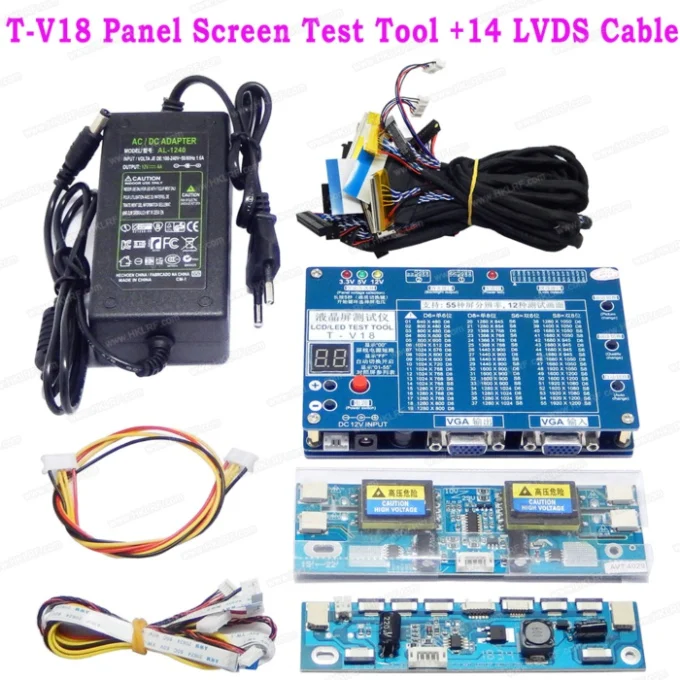 T-V18 with 14 LVDS Ноутбук ТВ/ЖК-дисплей/светодиодный тестовый инструмент Панель Тест er T-V18+ 14 LVDS кабель/T-V18+ V29V56V59 Универсальный ЖК-телевизор контроллер драйвер платы - Цвет: T-V18 with 14 LVDS