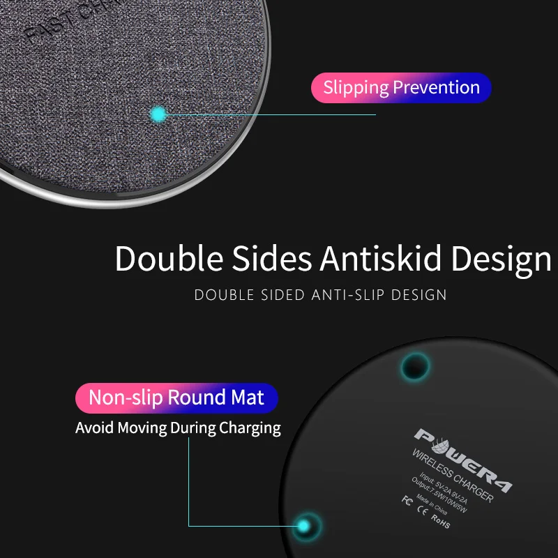 Зарядное устройство Power4 с льняной поверхностью для быстрой беспроводной зарядки