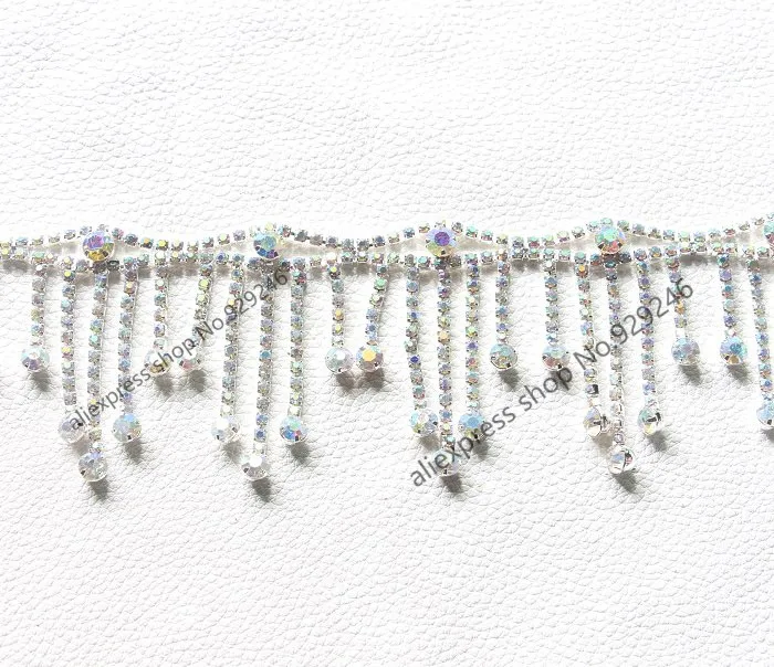 90 cm/pack серебро усеяны искусственными драгоценными камнями Прозрачный Стекло