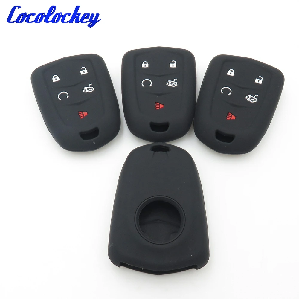 Силиконовый чехол для ключей Cocolockey брелок Cadillac SRX XTS CTS ATS L 5 кнопка без логотипа с