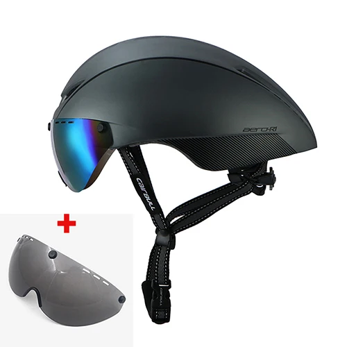 Casco de bicicleta дорожный велосипедный шлем с очками для мужчин и женщин tt велосипедный шлем очки Сверхлегкий гоночный велосипедный шлем 2 линзы - Цвет: gray-black