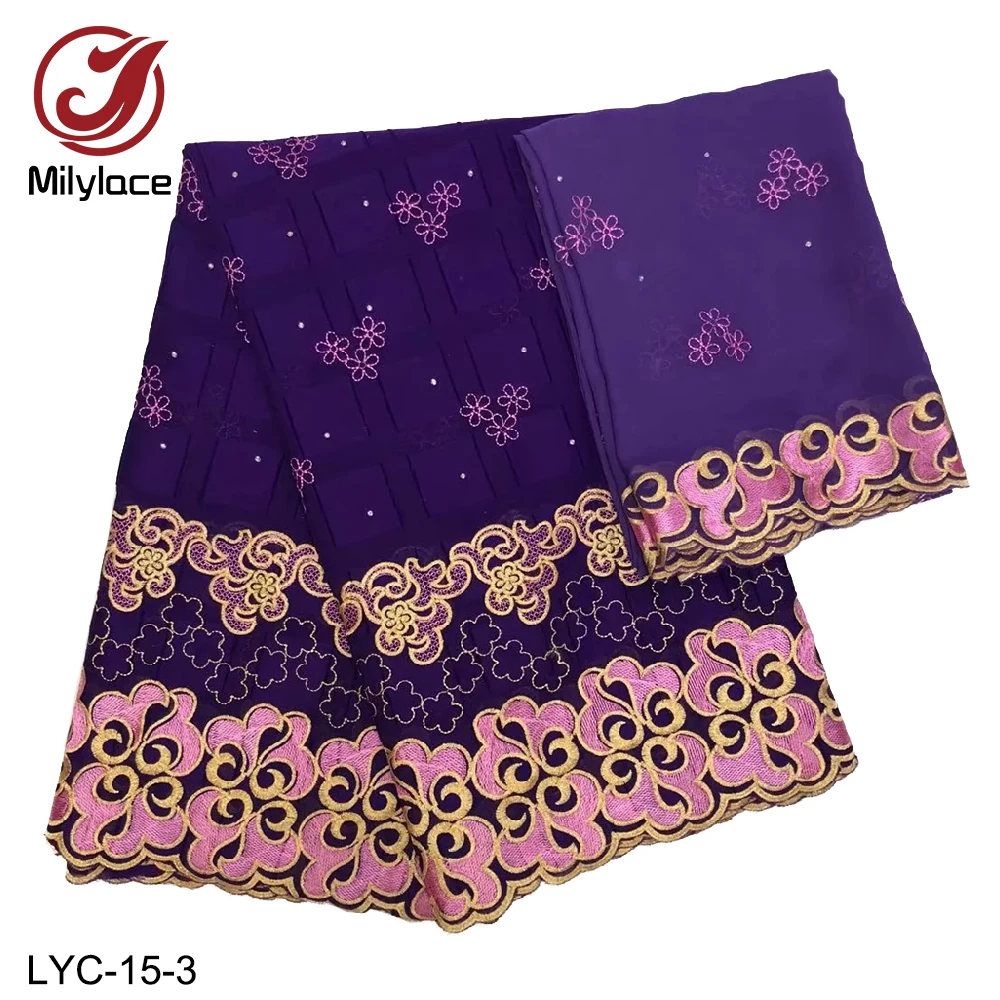 

Millylace nigerian cotton lace fabric high quality 7 yards embroidery swiss voile fabric with stones for daily clothing LYC-15