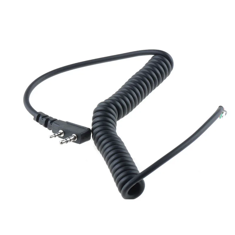 Замена DIY K Head 2 pin 4 провода PTT микрофон динамик кабель пружинная линия для Baofeng UV5R UV-5R Kenwood TK370 Linton рация