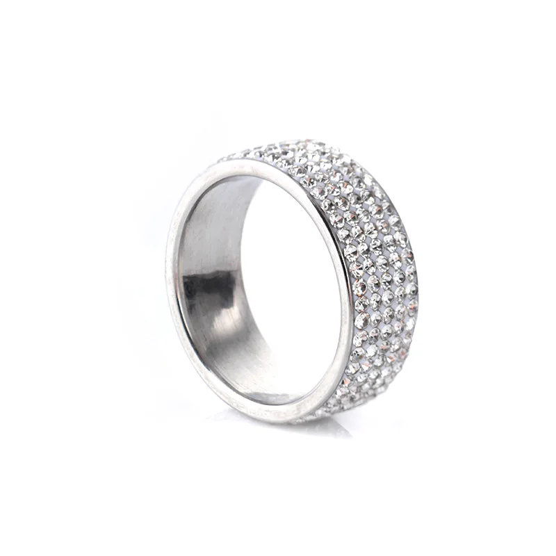 Кольца из нержавеющей стали золотого и серебряного цвета с 4 слоями кристаллов