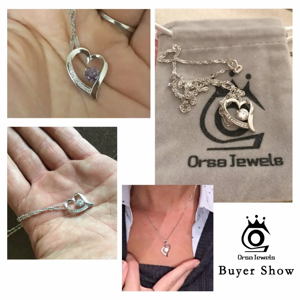 ORSA JEWELS торговля любовь Серебряный в форме сердечка ожерелья с кулоном для женщин Новые Модные Элегантные женские ювелирные изделия подарок ON09
