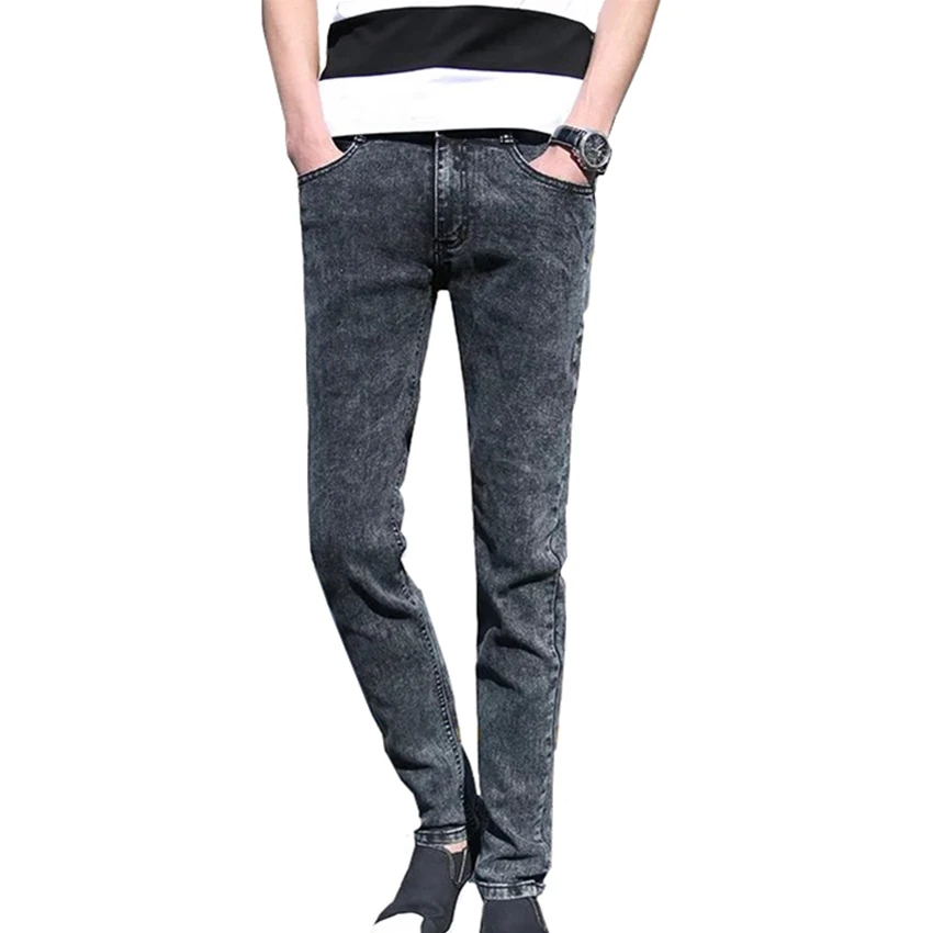 

Мужские джинсы, модные, повседневные, серые, облегающие, из хлопка, размер 28-36