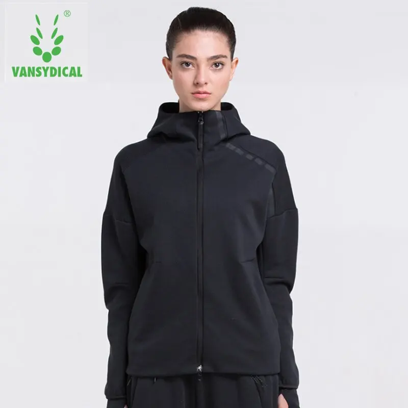 Vansydical зимняя спортивная куртка для бега Женская Спортивная одежда на двойной молнии с капюшоном дышащая фитнес-Тренировка ветрозащитная верхняя одежда - Цвет: FBF117