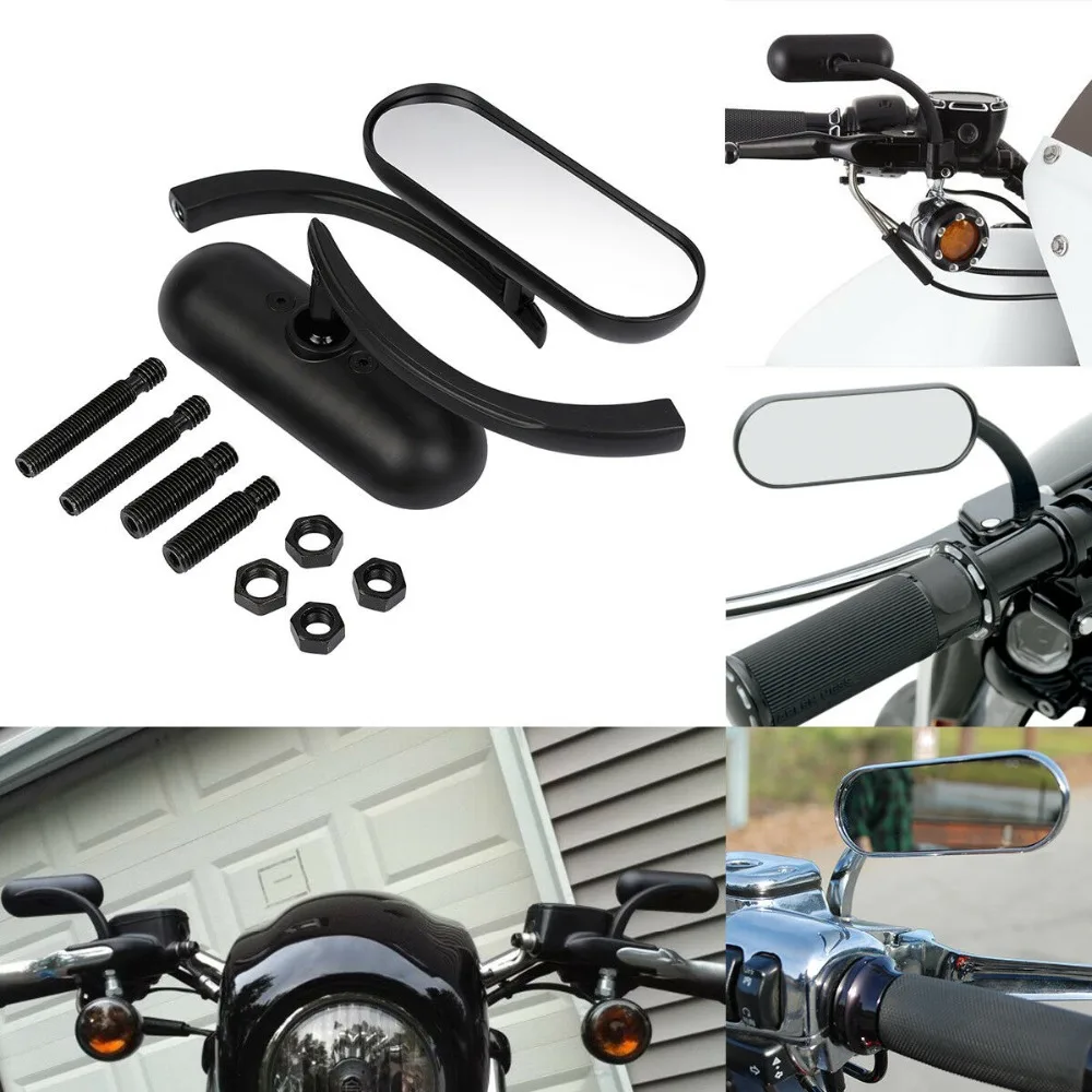 Мини Овальные микро зеркала заднего вида для Harley Dyna Electra Glide Night Train Fatboy Sportster 883 XL
