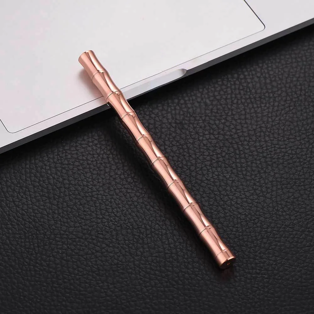 Rose gold 1 шт. винтажная латунная бамбуковая гелиевая ручка ручной работы серебрянный металлический медный гелевый карандаш кавайные канцелярские принадлежности Подарочные принадлежности - Цвет: Rose gold
