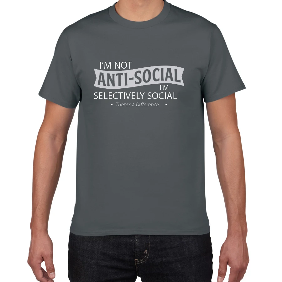 Мужская футболка из 100% хлопка I am not anti-social топы в стиле хип-хоп уличная одежда