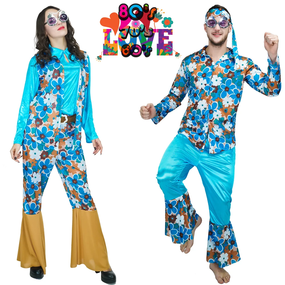 

QLQ 60's70's 80's Hippie Party Costume Role Play Party Flower Hippie Suit Halloween Party Costume for Adult Men&Women