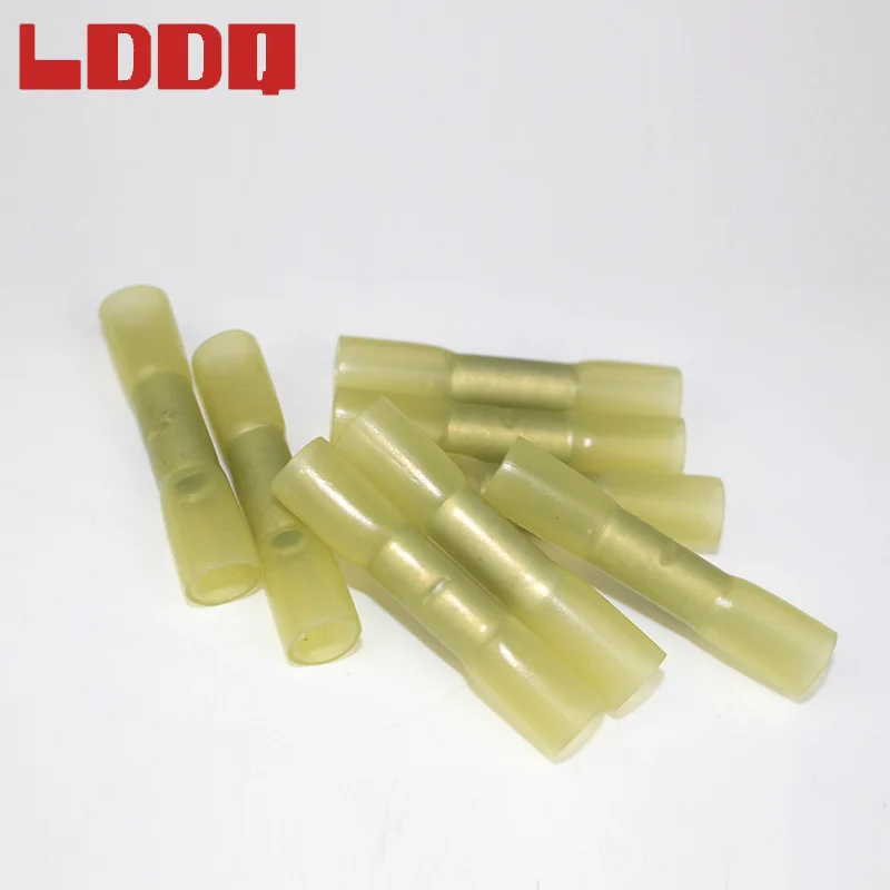 

100pcs High Quality Heat Shrink Butt 12-10 AWG BHT5.5 Yellow Crimp Terminals Nylon Insulated Butt Splice Connectors Waterproof
