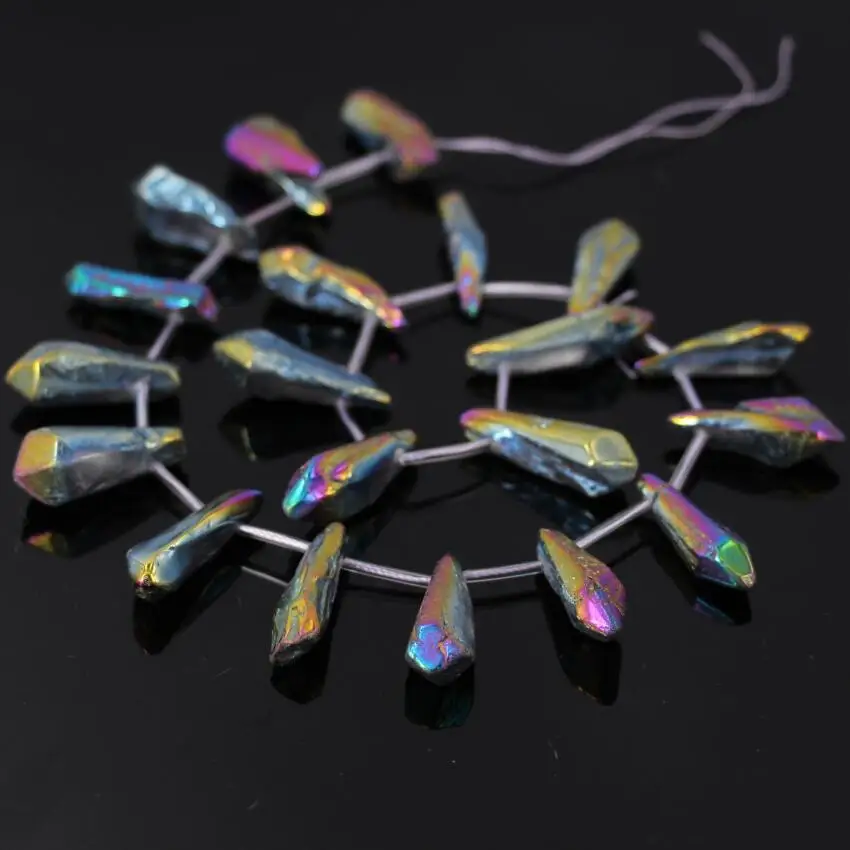 Полированные радужные титановые кварцевые друзы с кристаллами сверху бусины