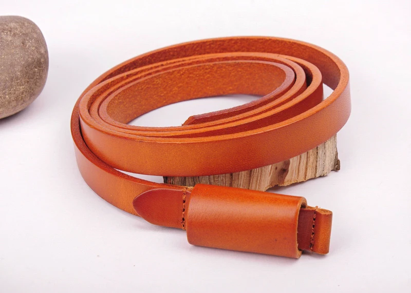 

BE15 Brown Brand New Women's Genuine Leather Thin Skinny Cowhide Belt Waistband