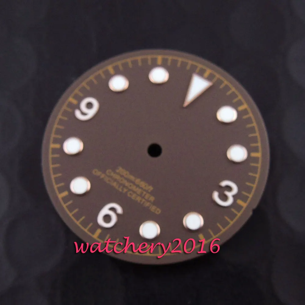 Циферблат мужской с белыми цифрами 30 4 мм коричневый подходит для eta 2824 2836 miyota 8215