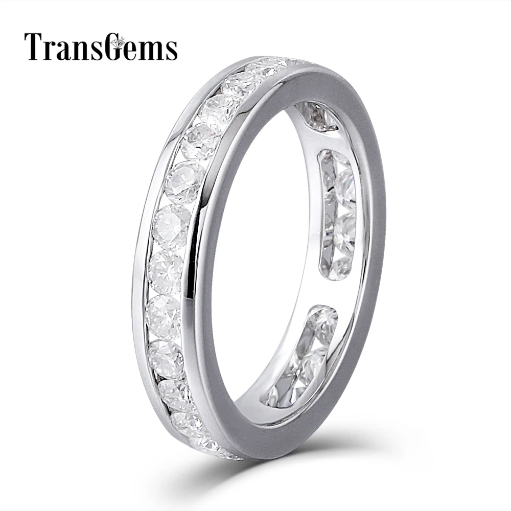 Transgems влюбленные золото муассанит обручальное кольцо Вечность однотонные 14K