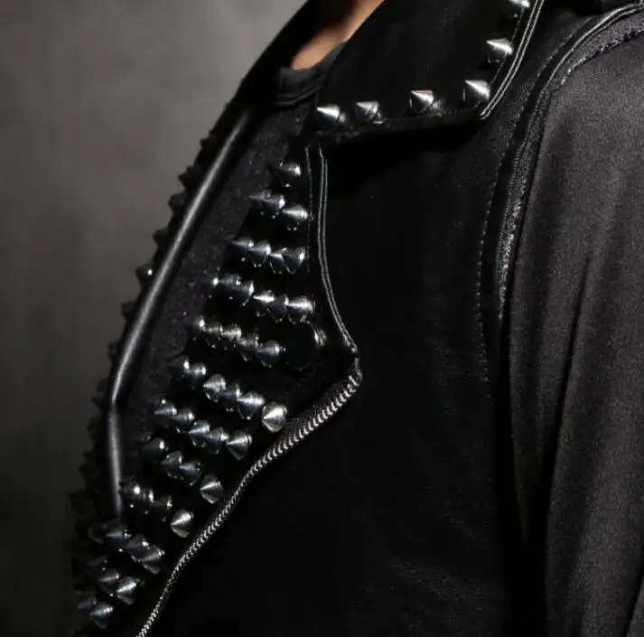 

Gothic men's new rivet nightclub singer men's sleeveless leather vest rock and roll personality punk costume