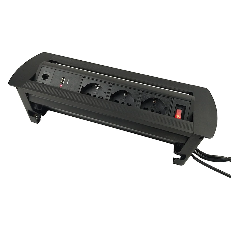 Штепсельная розетка для настольного ПК скрытое Ручное Вращение кабель RJ45 USB